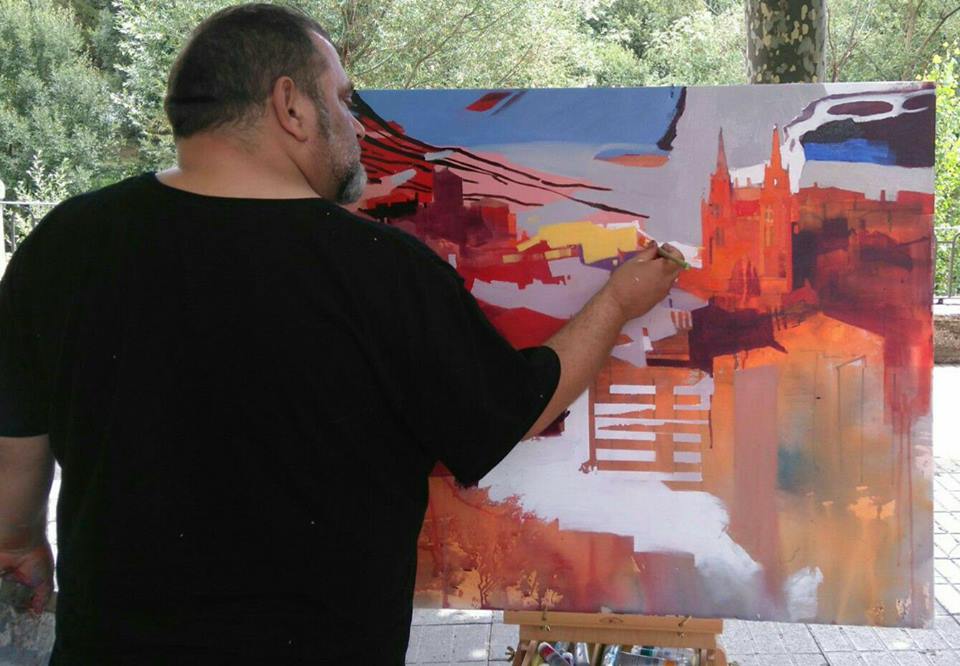 Miguel Torrús pintando en Burgos 2017