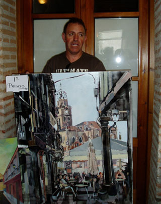 Severino Monje con su cuadro ganador del 1