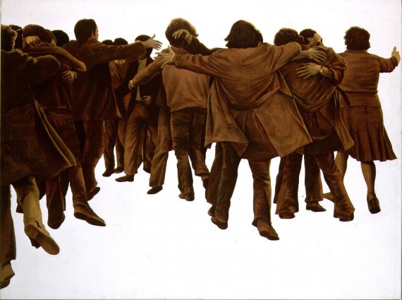 Pulsa para ampliar = www.museoreinasofia.es/coleccion/obra/abrazo = EL ABRAZO Fecha: 1976 Técnica: Acrílico y serigrafía sobre lienzo Dimensiones: 151 x 201 cm