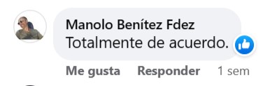 MANOLO BENITEZ FERNÁNDEZ escribe en el Facebook de PÉREZ BEY 