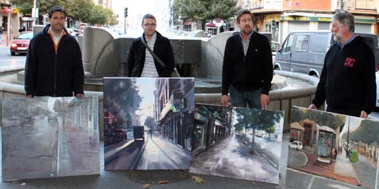 Los premiados en el paseo de La Paz donde se dió lectura al acta.De izquierda a derecha: 1º premio Jesus Ukar Muruzabal, 2º Eduardo Alsalsua, 3º Rafa Gonzalez y 4º Juan José Altuna. 