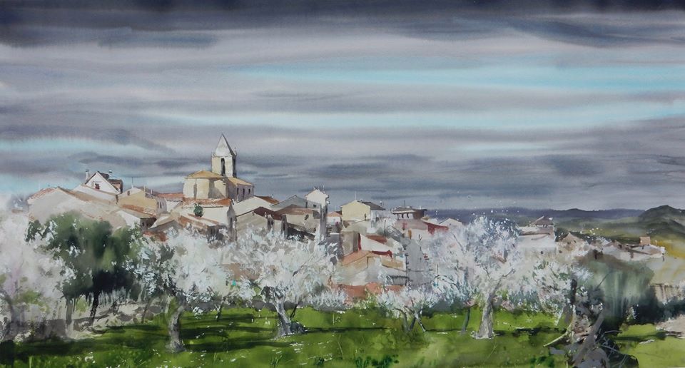 Pulsa para ampliar Federico Plasencia 1º premio I Concurso Pintura Rápida Almendro vivo La Fregeneda,