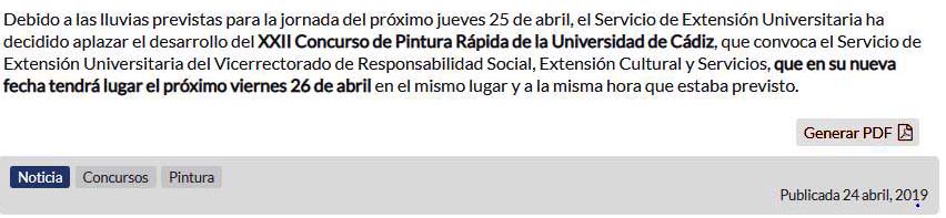 Texto del aplazamiento en que figura la fecha del aviso 24 de abril