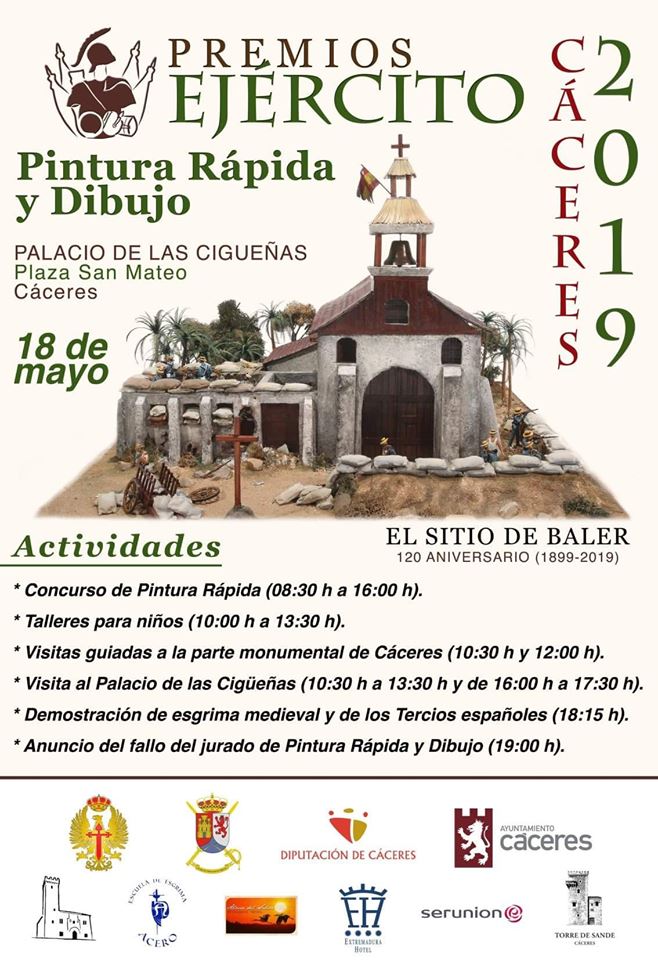 Cartel del Concurso de Pintura Rápida y Dibujo del Ejercito en Cáceres