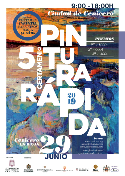 V CONCURSO PINTURA RÁPIDA DE CENICERO Organiza el AYUNTAMIENTO DE CENICERO en La Rioja 