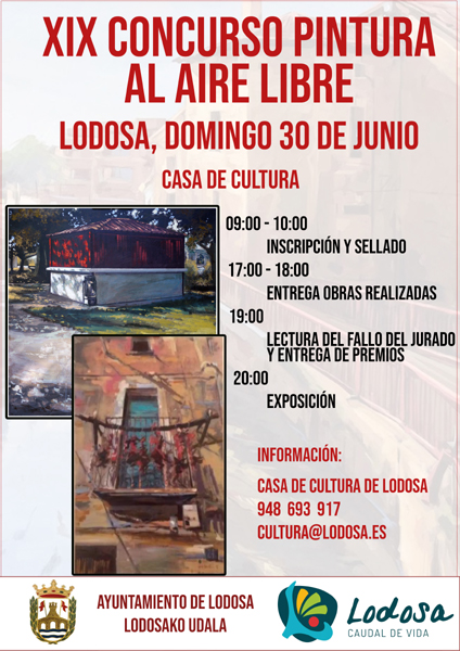 XIX CONCURSO DE PINTURA AL AIRE LIBRE LODOSA19 Organiza el AYUNTAMIENTO DE LODOSA en Navarra 