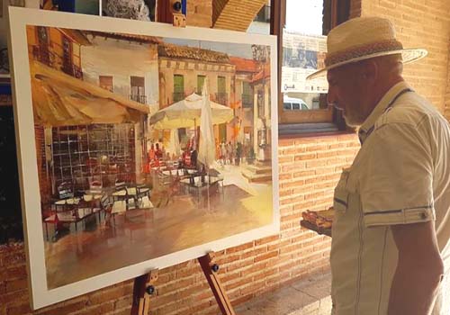 Blai Tomás  Ibañez  finalizando su obra premiada