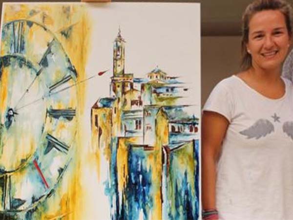 Judith Gangolells con su obra premiada