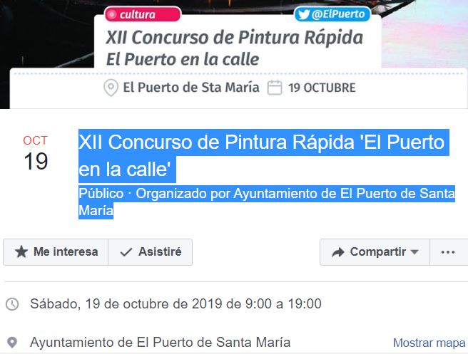 APLAZADO al sábado 19 de octubre 2019 el XII Concurso de Pintura Rápida =El Puerto en la calle=