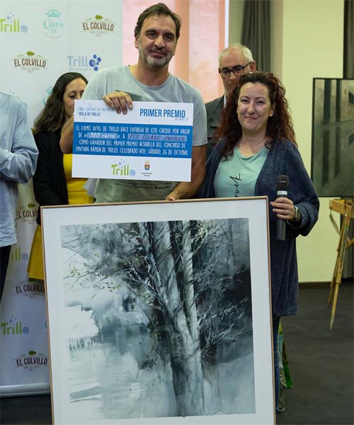 Entrega del primer Premio en acuarela Francisco Solano Jiménez Castro