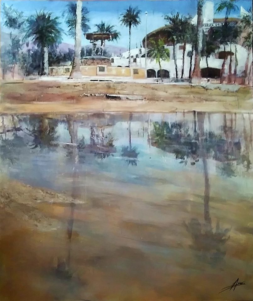 Pulsa para ampliar Reflejos inusuales 116 x 97. Mixta/tabla. Concurso de Roquetas