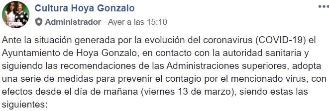 Ante la situación generada por la evolución del coronavirus (COVID-19) ....