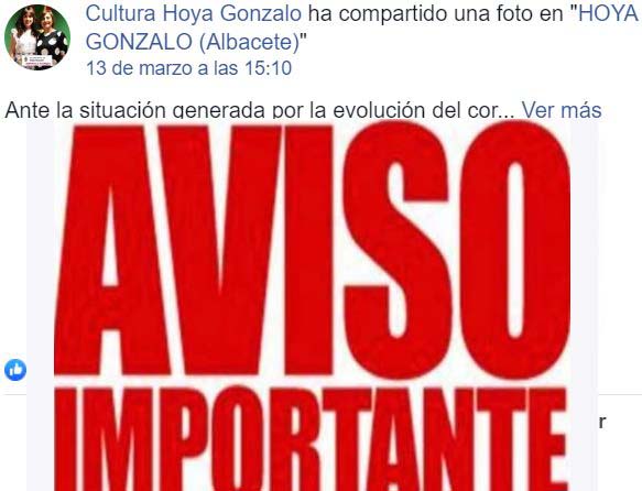 El Ayuntamiento de Hoya Gonzalo-Albacete APLAZA LOS ACTOS CULTURALES