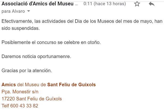 EMAIL recibido de amicsmuseu@gmail.com