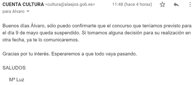 Email de Cultura del Ayuntamiento de Alaejos