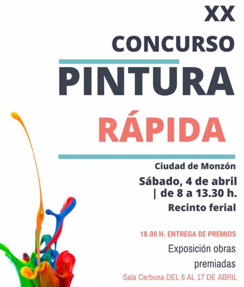 CARTEL del SUSPENDIDO XX Concurso de Pintura Rápida Ciudad de Monzón previsto para el 25 de abril