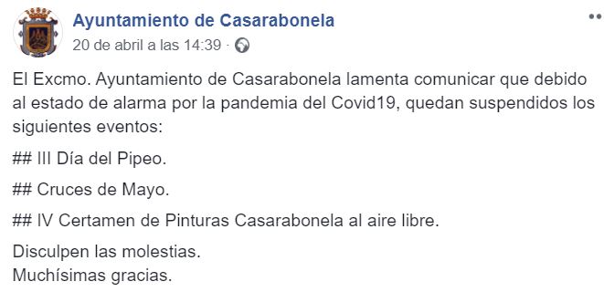 Comunicado del Ayuntamiento de Casarabonela