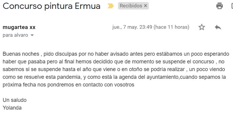 COMUNICADO AYUNTAMIENTO DE ERMUA - Yolanda ermuamugartea@gmail.com