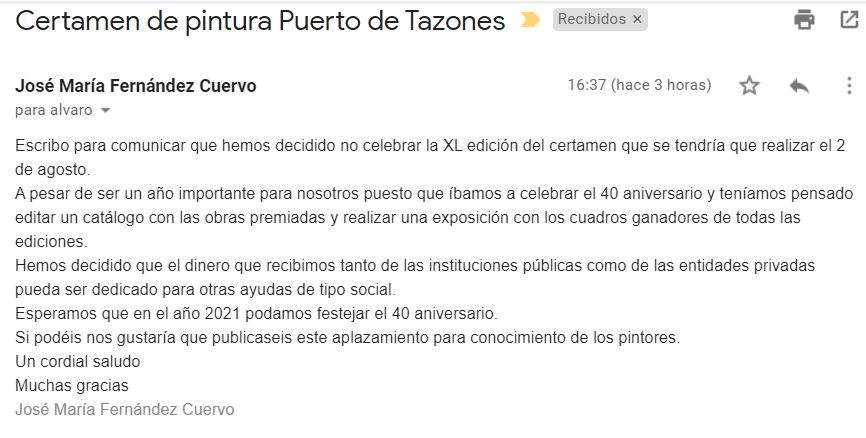 Recibido en la Redacción de elCaballete y firmado por José María Fernández Cuervo