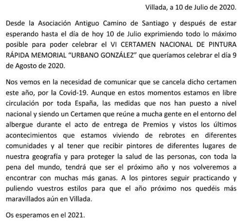 COMUNICADO APLAZAMIENTO