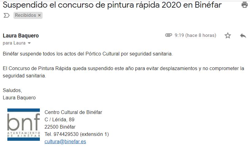 CORREO de Laura Baquero  cultura@binefar.es