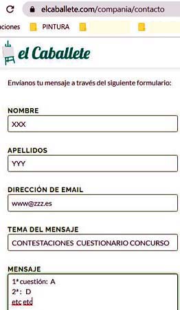 COMO CONTESTARLAS 1ª OPCIÓN:  En la portada, abajo a la derecha, al hacer CLIC en Contacto se abre un formulario