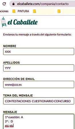 Pulsa para ampliar COMO CONTESTARLAS 1ª OPCIÓN: En la portada, abajo a la derecha, al hacer CLIC en Contacto se abre un formulario