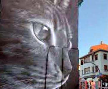 Mural del gato en Lugones, Parroquia del Concejo de Siero, Asturias