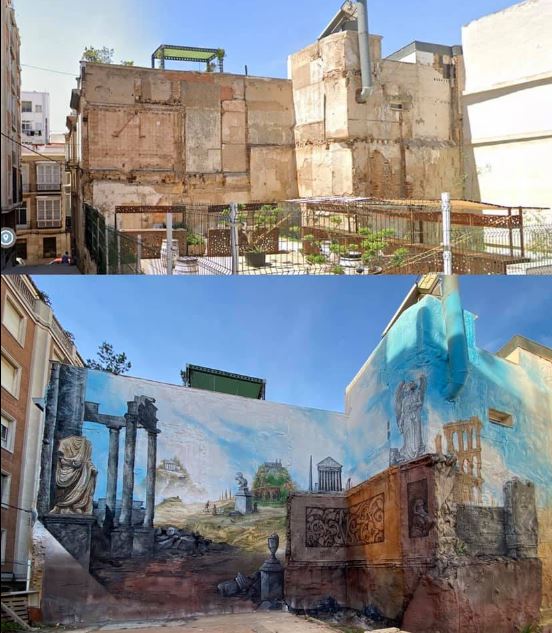 Kraser-Tres (Cartagena, Murcia) Gran mural de temática romana en el centro de Cartagena  