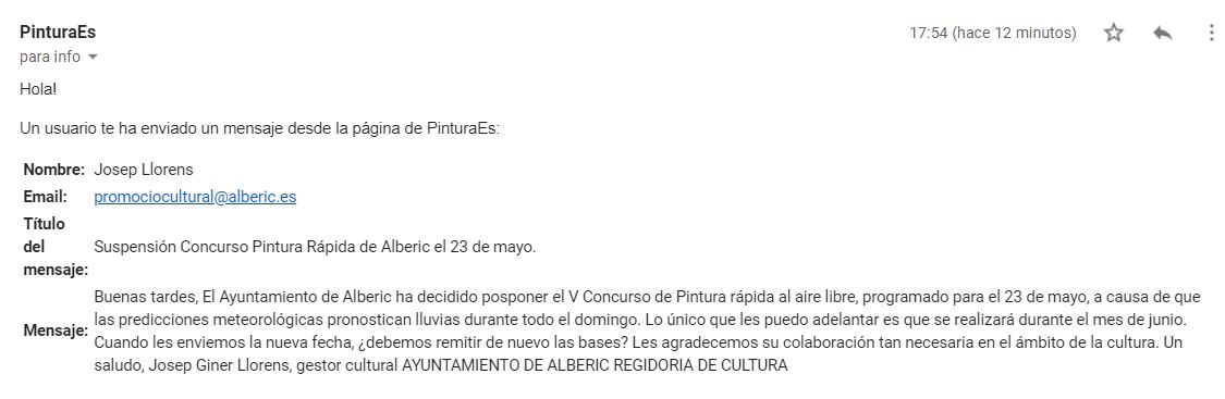 CORREO de Josep Llorens  Email: promociocultural@alberic.es 