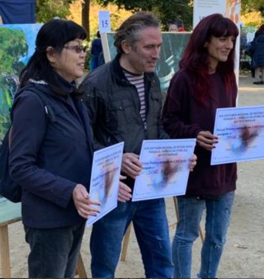 Los tres premiados. Por la izquierda 2º premio Miao Du, 1º premio Isidoro Moreno López  y 3º premio Patricia Jiménez Molina 