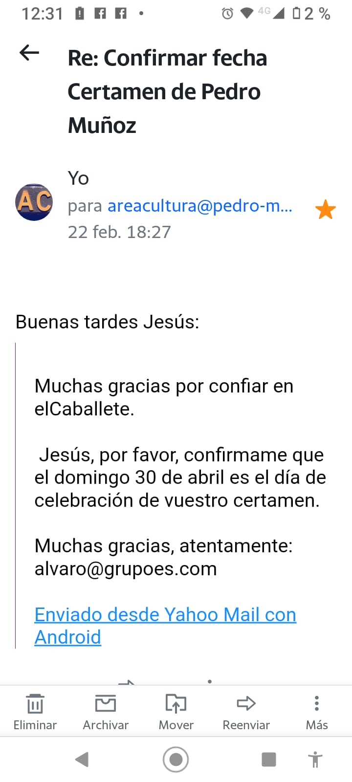 CORREO de alvaro@grupoes.com del 22 de FEBRERO para 