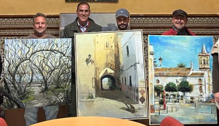 Premiados: De izquierda a derecha,  Segundo premio  Abraham Pinto. Primer premio Miguel Repolles Martínez .Tercer premio Antonio Moreno Galeano.