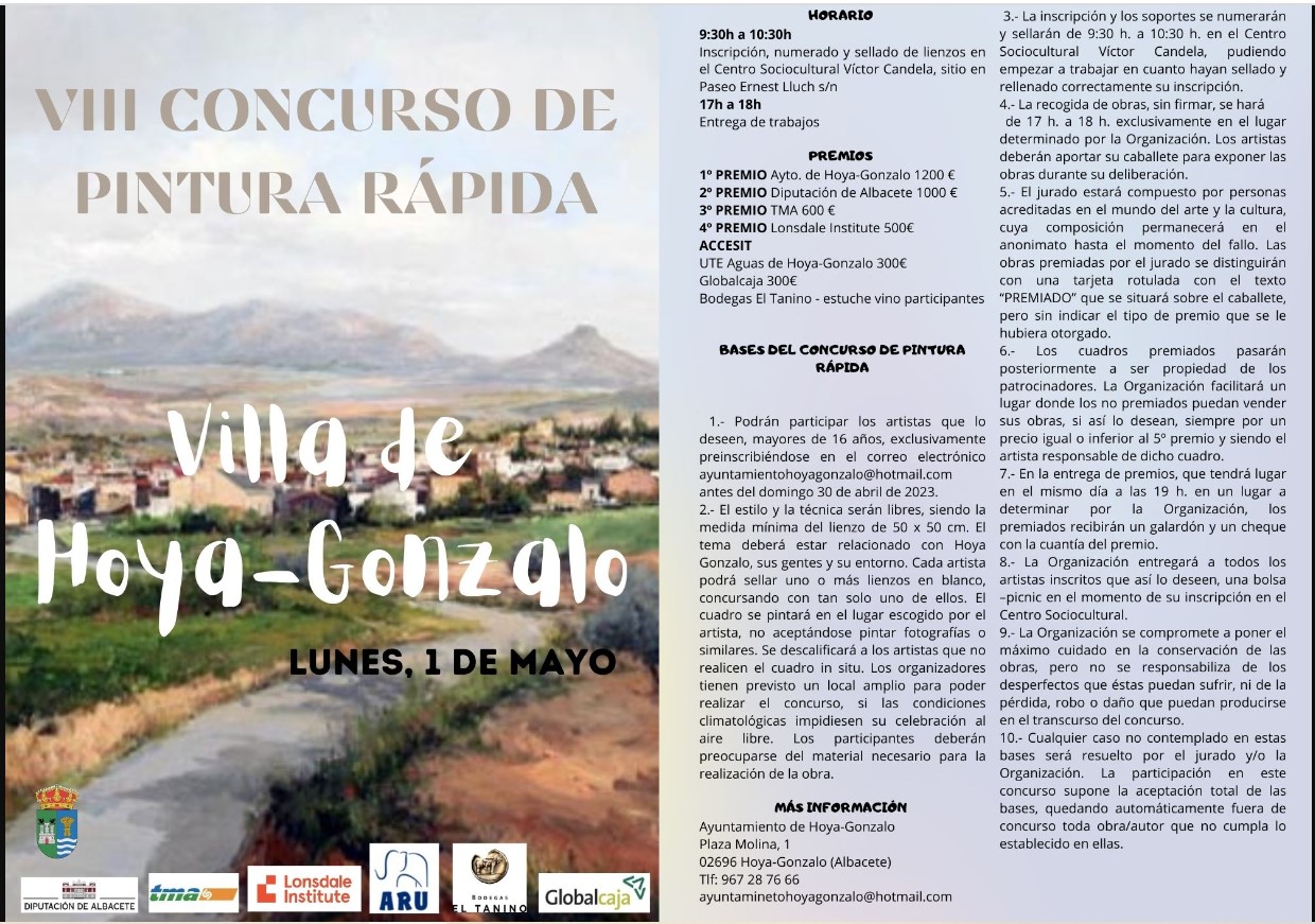 Convocado el lunes 1 de mayo del 2023 el VIII Concurso de Pintura Rápida Villa de Hoya-Gonzalo