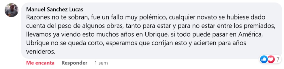MANUEL SÁNCHEZ lUCAS escribe en el Facebook de IGLESIAS