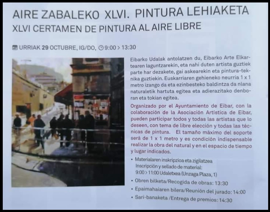 Pulsa para ampliar Cartel del XLVI Certamen de Pintura al Aire Libre de Eibar