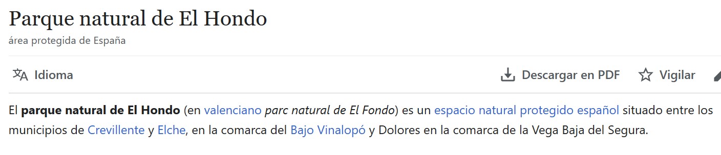 Pulsa para ampliar El Parque Natural de El Hondo (en valenciano El Fondo) está situado entre los municipios de Crevillente y Elche