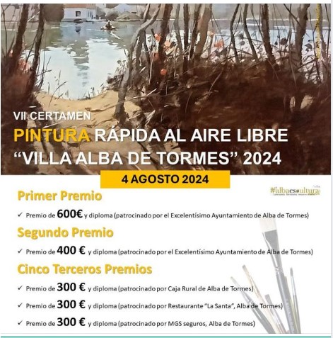 Pulsa para ampliar CARTEL Y PREMIOS VII CERTAMEN DE PINTURA AL AIRE LIBRE VILLA ALBA DE TORMES 2024