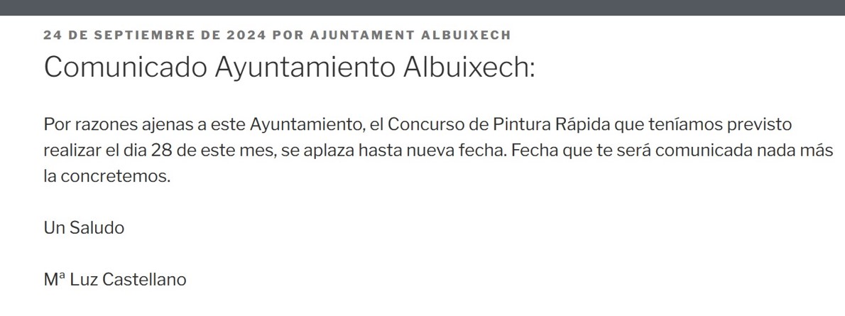Pulsa para ampliar Comunicado del Ayuntamiento de Albuixech 24 de septiembre de 2024