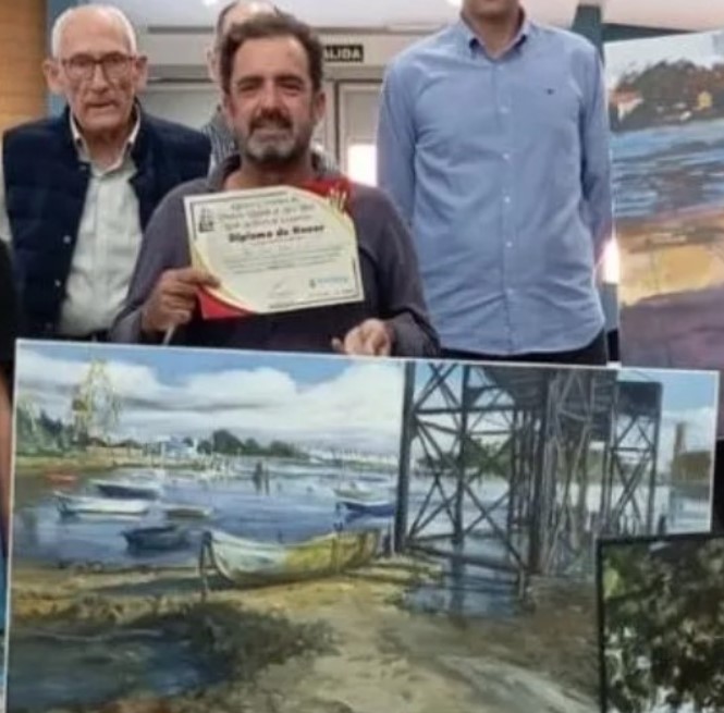 Pedro Cebrián 1º premio en la  V Edición del Certamen de Pintura Rápida Real Astillero de Guarnizo