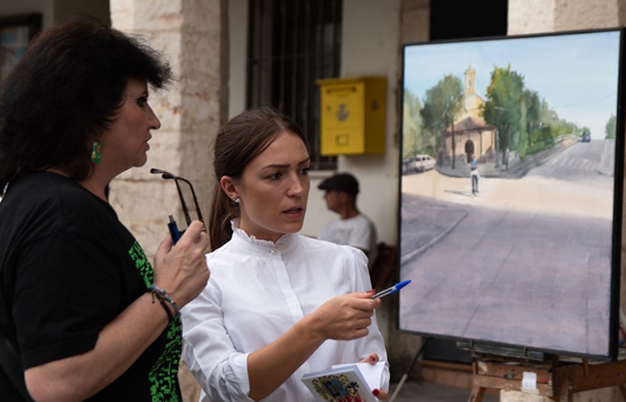 El Jurado ante la obra de Fernando Herrero Toribio, Premio local de 300 euros