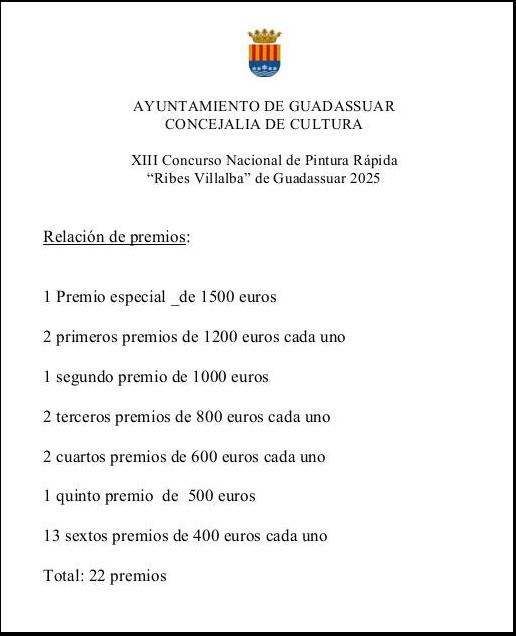 Xlll Concurso de Pintura Rápida Ribes Villalba Guadassuar (València) 2025