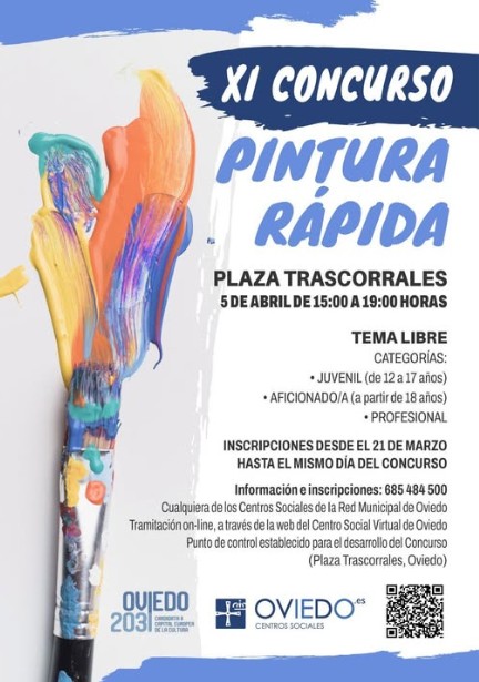 Pulsa para ampliar XI Concurso de pintura rápida Ciudad de Oviedo celebrado el sábado 5 de abril con más del doble de participantes que el pasado año