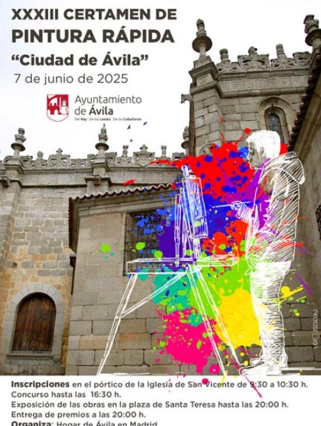 XXXIII Certamen de Pintura Rápida Ciudad de Ávila, sábado 7 de junio  organizado por el Hogar de Ávila en Madrid, contó con la colaboración del Ayuntamiento.