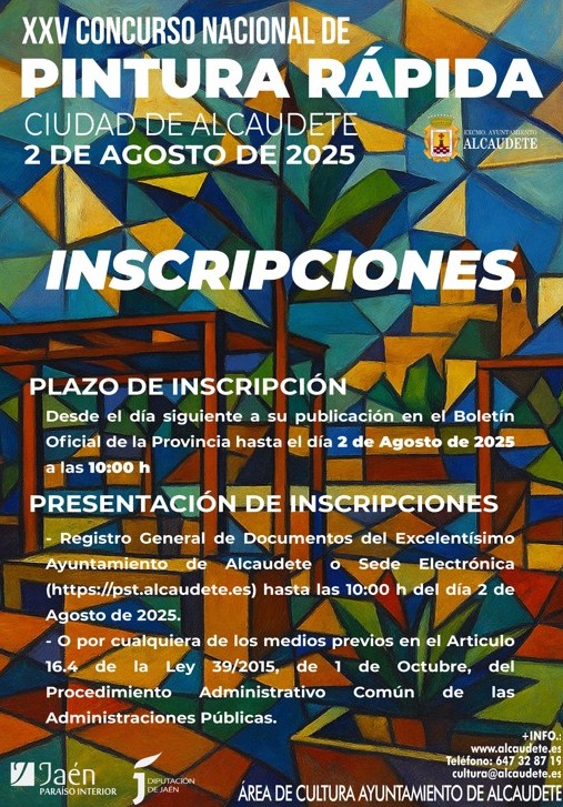 XXV Certamen Nacional de pintura al aire libre Ciudad de Alcaudete sábado 2 de agosto.