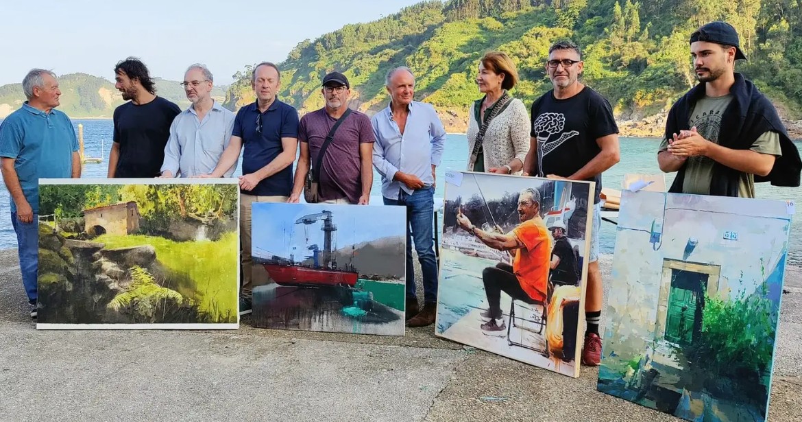 Premiados y miembros del jurado. Por la izquierda, José Cuervo, Pedro Alfonso Méndez, Gabino Busto, Guillermo Simón,  José Reyes, José Pantaleón, Reyes Ugalde, Roberto Fernández y Miguel Repollés