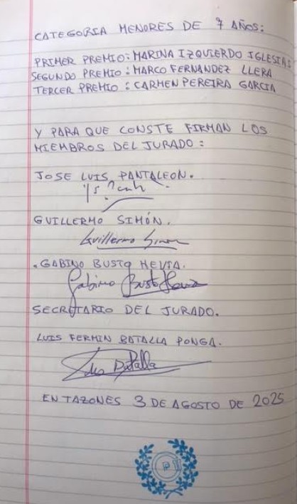 ACTA del XLIII Certamen de Pintura Puerto de Tazones - Asturias