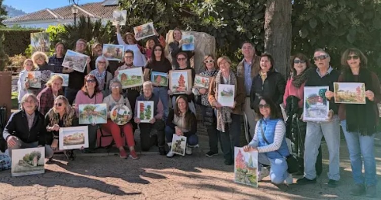 Grupo completo de acuarelistas participantes (a+b)