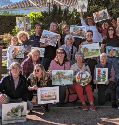 Grupo de acuarelistas participantes (b)