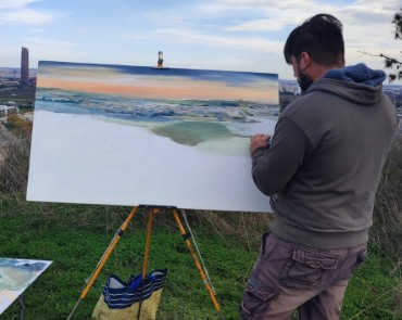 Pulsa para ampliar En pleno trabajo el 1º Premio de 1.800 € Miguel Soto Sánchez de Medina